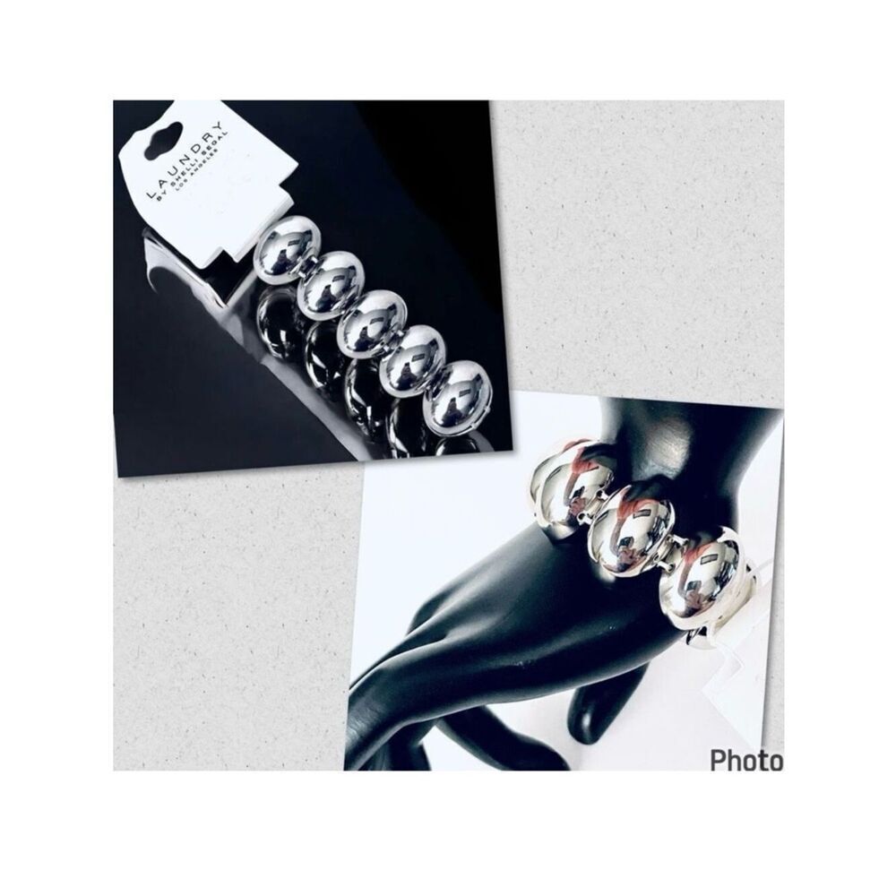 NWT LAUNDRY by Shelli Segal Gorgeous Elastic Metallic Polished Ovals Bracelet